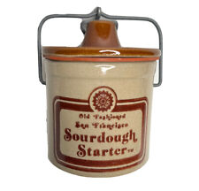 Vtg Stoneware Old Fashioned Sourdough Starter Crock Jar Wire Bale Closure picture