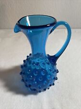 fenton turquoise hobnail Pitcher With Handle picture