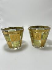 2 Vintage Georges Briard Golden Celeste Sun Rock Glasses 24k Gold picture