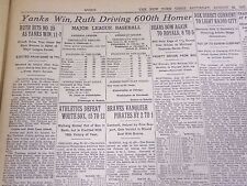1931 AUGUST 22 NEW YORK TIMES - BABE RUTH HITS 600TH HOMER - NT 4991 picture