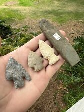 Lot Of 4 Native American Arrowheads Artifacts Celt  picture