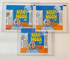 Three 1969 TOPPS Original Man on the Moon 10 Cent Bubble Gum Wax Pack Wrappers picture