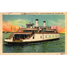Claiborne Ferry Annapolis Crossing Chesapeake Bay Postcard Posted 1946 picture