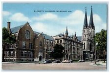 c1940 Marquette University Campus Building Cars Milwaukee Wisconsin WI Postcard picture