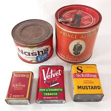 VTG Tin Canisters Coffee Spice Tobacco Distressed Rustic Kitchen Decor Lot of 5 picture