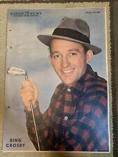 BING CROSBY original color portrait SUNDAY NEWS 2/15/48 OLD HOLLYWOOD CROONER picture