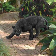 Crouching Black Panther Statue Hunting Prowling Jaguar Wildcat Sculpture Figure picture