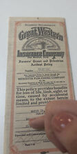 Unique 1932 Great Western Insurance Co Policy W/woman's Amendment - Great Shape picture