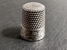 ANTIQUE SIMON BROTHERS STERLING SILVER FLORAL MOTIF SIZE 7 THIMBLE picture