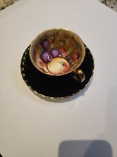 AYNSLEY BLACK FRUIT ORCHARD TEACUP Cup AND SAUCER picture