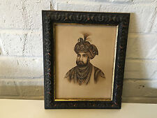 Vintage  Very Fine Indian Mughal / Moghul Portrait Drawing of Man in Turban picture