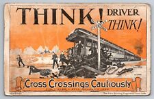 American Railway Assoc Think Driver Think Crossing Warning 1925 WB Postcard N633 picture
