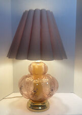 Vtg Carl Falkenstein Hollywood Regency Pink Melon Beaded Bubble Lamp With Shade picture