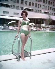 Linda Cristal 1960's glamour pose in green bikini by hotel pool 5x7 photo picture