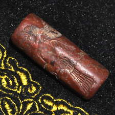 Large Ancient Middle Eastern Early Akkadian Jasper Stone Cylinder Seal Bead picture
