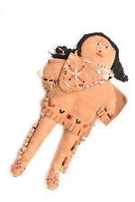 Vintage Native American Doll Beaded Sioux Indian Girl W Leather Fringe 9