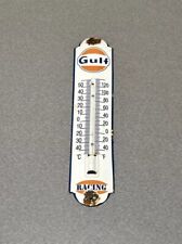 VINTAGE 12” GULF PORCELAIN THERMOMETER SIGN CAR GAS OIL TRUCK picture