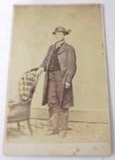 CDV Man  Frock Coat Derby Hat String Tie 1860's Lancaster PA Gill's City Gallery picture