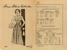 1940s-50s Vintage Sewing Pattern Blouse and Skirt Size 12 CUT Anne Adams 4681 picture