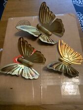 Vtg Home Interiors Homco Brass Butterflies Wall Hangers Metal Decor Tin Set of 3 picture