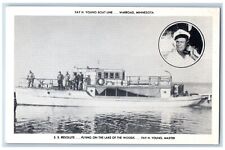 Warroad Minnesota Postcard Young Boat Line Plying Lake Woods Young Master c1940 picture
