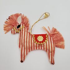 Vintage Striped Paper Carnival Horse Christmas Ornament Flocked Handmade Glitter picture