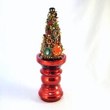 Vintage Jewlery  Christmas Tree and Stand RED & GREEN 12