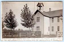 1906 RPPC MESICK MICHIGAN POSTMARK GRADE SCHOOL HOUSE BELL TOWER MRS E FERRIS picture
