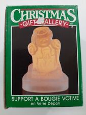 Vintage 1989 Christmas Gift Gallery Frosted Glass Holiday Votive Candle Holder picture