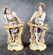 Vintage 1940's Volkstedt Porcelain Figurine Pair of Art Nouveau German Aelteste picture