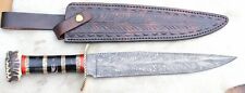 BEAUTIFUL CUSTOM HAND MADE DAMASCUS STEEL HUNTING BOWIE KNIFE HANDLE STAG HORN picture