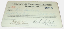 1888 C&EI CHICAGO & EASTERN ILLINOIS RAILWAY EMPLOYEE PASS #189 picture