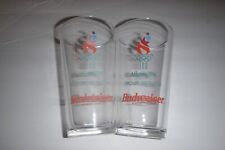 2 Pc Atlanta 1996 Proud Sponsor Bud Weiser King of Beers Glasses 6in tall picture