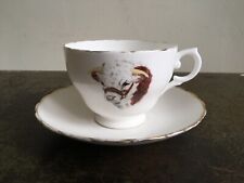 Vintage Dulcie Vaughan Studios Hand Painted Prize Bull Bone China Cup & Saucer picture