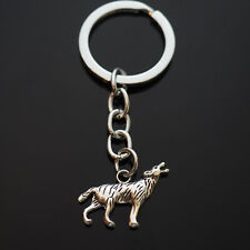 Howling Wolf 3D Silver Pendant Charm Keychain Gift Key Chain picture