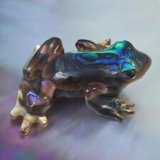 Curare Poison Arrow Frog Paua Abalone Black Mother-of-Pearl Shell Carving 5.43 g picture