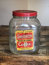 Vintage 1940s Solitaire Coffee Glass Jar Denver Co Advertising Retro picture