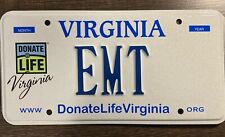 Virginia Issue DMV Personalized Vanity License Plate EMT Rescue Squad Fire Dept picture
