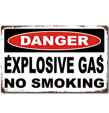 Vintage look Metal Sign Danger DANGER sign EXPLOSIVE GAS No Smoking picture