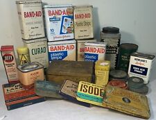 Vintage Antique Mixed Tin lot of 24 household medical 1st aid band-aid meds mix picture