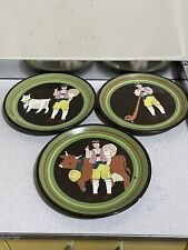 Set Of 3 Vintage Burkart Handerbeit Folk Art Swiss Ceramic Plates picture