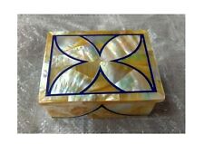 Mother of Pearl Overlay Work Trinket Box Rectangle Marble Dining Table Decor Box picture