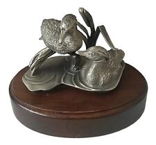 Vintage Fine Pewter Duck Figurine Sculpture Signed By Irving Burgues 1976  picture