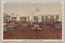 Los Angeles, California Rosslyn Hotels Mezzanine Vtg Linen Postcard Travel picture