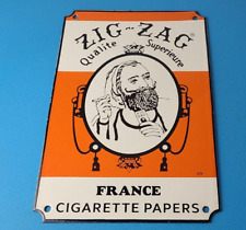 Vintage Zig-Zag Cigarette Papers Sign - Porcelain Metal Gas Pump Plate Sign picture