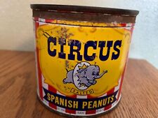 VINTAGE 1946 ADVERTISING TIN CIRCUS ELEPHANT PEANUTS  KEY WIND CAN  picture