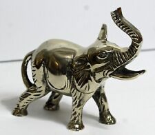 Vintage Solid Brass Elephant Statue 4” Tall picture