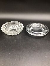 Set of Two Vintage Retro Clear Glass Round Ashtrays picture