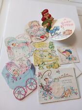 Vintage 1950’s Baby Birth Congratulations Cards Baby Boy Hallmark Flying Saucers picture