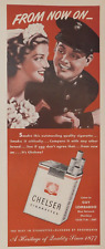 1945 Chelsea Cigarettes WWII Vintage Print Ad Military Wedding Bride Groom Smoke picture